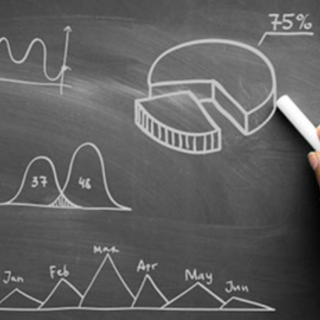 calcoli e grafici economici su una lavagna